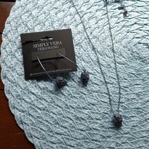 Simply Vera Wang Skull Earrings and Necklace Set Black